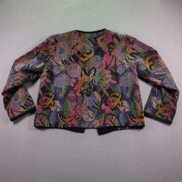 SOKO Womens Sz 10 Tapestry Jacket Long Sleeve Artisan USA Made Floral Open Front - Picture 6 of 6